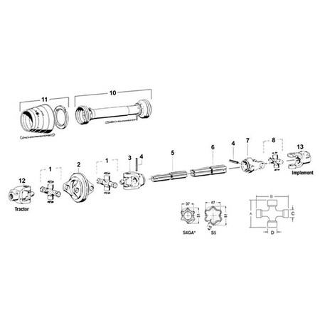 Aftermarket 1000mm Rilsan Coated Inner Profile Tube Fits John Deere Rotary Cutter W38389